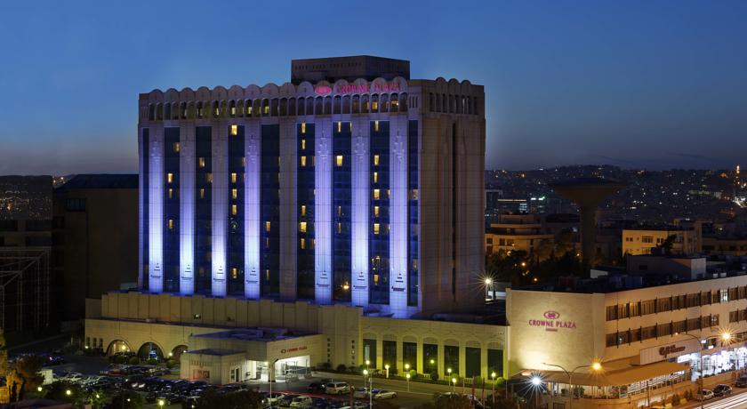 Crowne Plaza Amman facade night Jordan